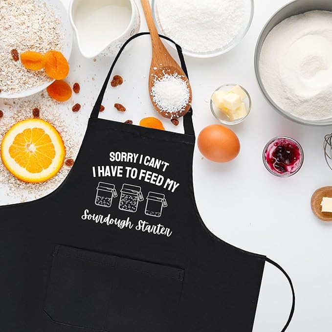 Funny Waterdrop Resistant Aprons for Women with 2 Pockets, Adjustable Bib Chef Kitchen Apron for Cooking Baking