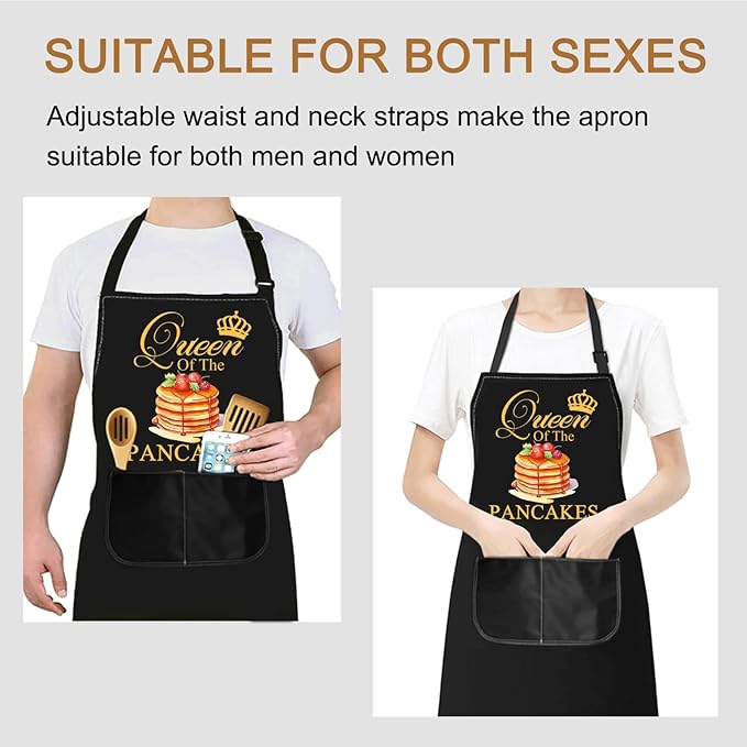 PXTIDY Pancake Inspired Gift Queen Of The Pancake Cooking Baking Apron Culinary Student Gift Bakery Apron