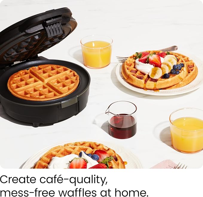Chefman Anti-Overflow Belgian Waffle Maker w/Shade Selector, Stainless Steel, Temperature Control, Mess Free Moat, Round Nonstick Iron Plate, Cool Touch Handle, Measuring Cup Included