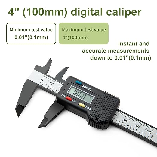Small Digital Caliper 0-4" Mini Measuring Tool, Micrometer Caliper with Auto-Off Feature, Interchangeable Between inches and millimeters for Jewelry Measurement and 3D Printing