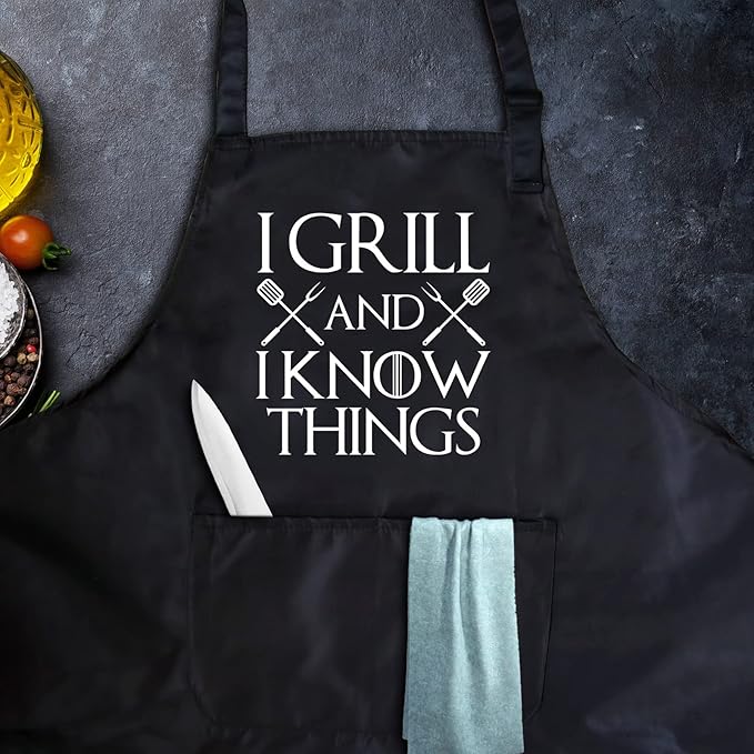 Funny apron for men Adjustable Waterproof with Pockets for Cooking Baking BBQ Gift Apron for Day, Birthday Gifts
