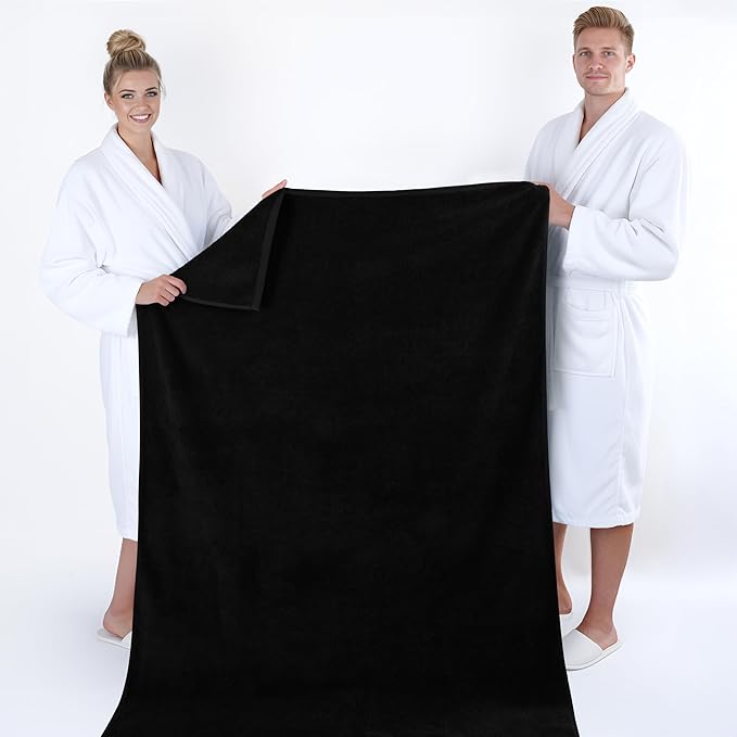 American Soft Linen 100% Cotton 600 GSM Turkish 40x80 Oversized Bath Towel Sheet, Extra Large Adult Towels for Bathroom, Black Bath Sheet