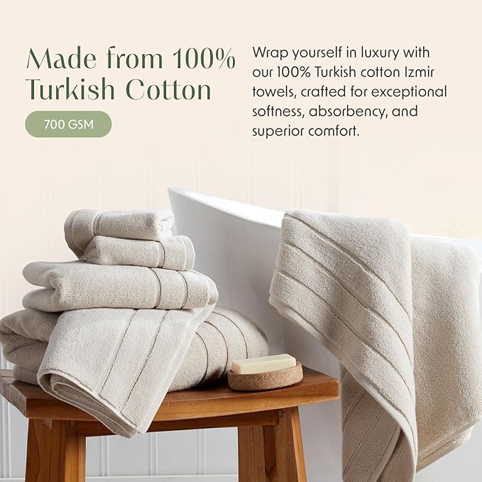 Springtree Home Luxury Turkish Cotton Bath Towels | 100% Turkish Cotton | Premium Bath Towels | Ultra Soft Thick Plush & Highly Absorbent | Luxury Hotel & Spa Quality Bathroom Towels | Sand