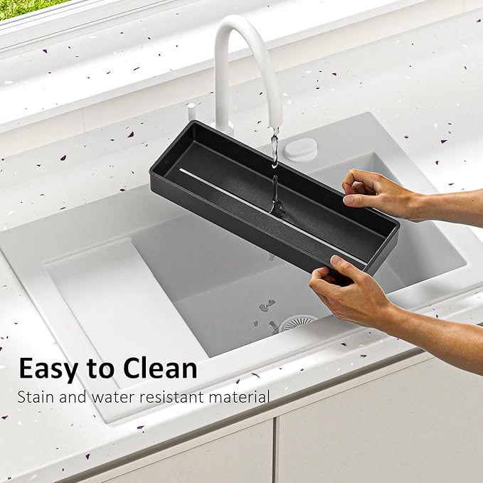 Silverware Drawer Organizer with Expandable Panel & Removable Dividers – Fits 15.67" to 21.18" Kitchen Drawers, Space-Saving Utensil Storage Solution (SPACE BLACK, W13.6 x L15.7 inches)