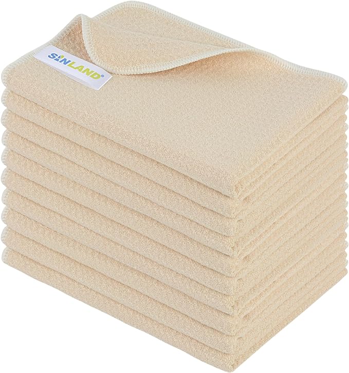 SINLAND Microfiber Dish Towels for Drying Dishes Premium Sublimation Blank Towels Fast Drying Tea Towel Polyester Kitchen Towel 16 Inch X 24 Inch 10 Pack Cream