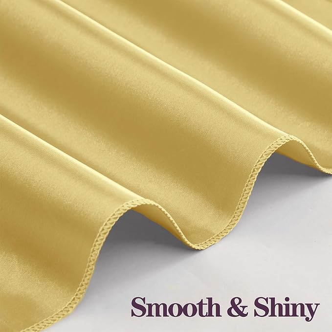 RUDONG M 100 Pcs Gold Satin Napkins and Napkin Rings Set, 17 x 17 Inch Square Cloth Napkins Set of 50, Silky Soft Table Napkins Bulk for Weddings, Banquet, Parties Dinner Decoration