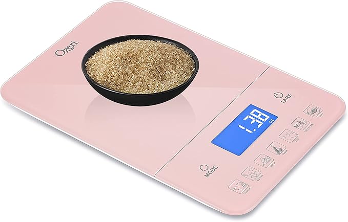 Ozeri Touch III Digital Kitchen Scale with Calorie Counter, 22 lbs (10 kg), Crystal Rose
