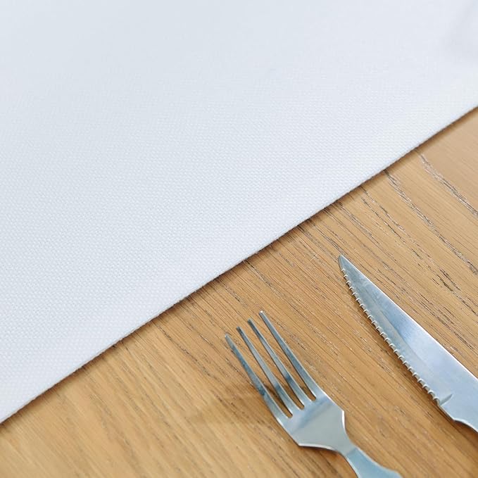 4 Piece 12 x 18 inch Soft Faux Linen Place Mats Heat Resistant Dining Table Place Mats Cloth Kitchen Table Mats 12x18 Pure White