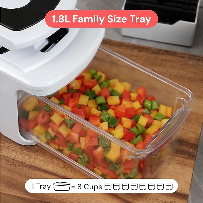 Fullstar XL Vegetable Chopper & Mandoline Slicer – Vegetable, Onion, Potato, Food, Veggie & Fruit Slicer, Dicer & Spiralizer with Pull-Out Catch Tray, Kitchen Gadgets & Gifts (11 in 1, White)