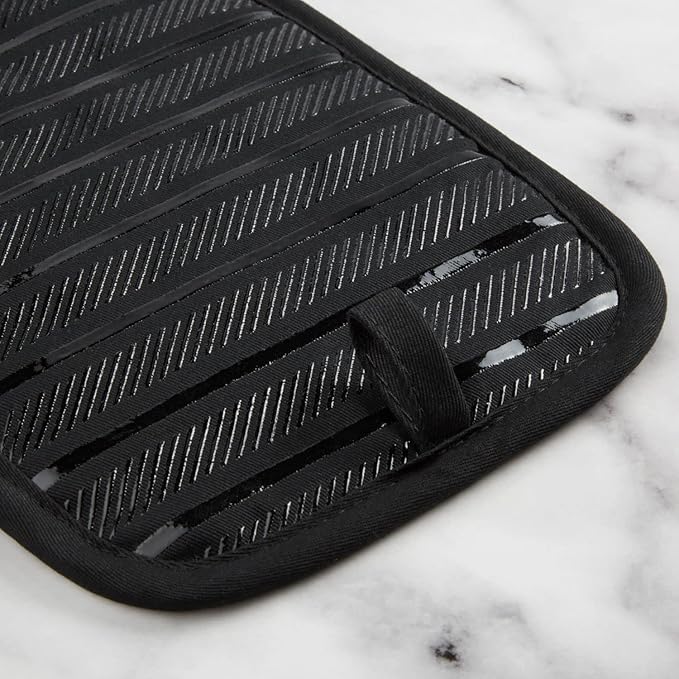 KITCHENAID Albany Pot Holder 2-Pack Set, Matte Black, 7"x10"