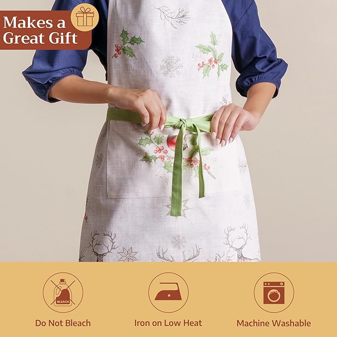 Maison d' Hermine 100% Cotton Apron for women with Pocket Kitchen Chef Apron for Men Cooking Mothers Day Gifts