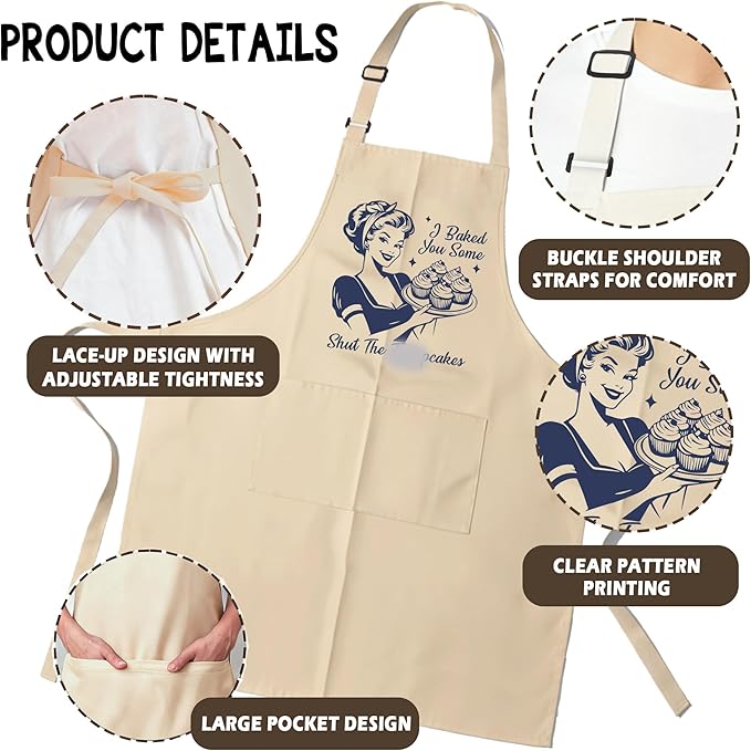 Funny Aprons for Women - Baking Gift for Women, Mothers Day Christmas Birthday Gifts, Perfect for Cooking, Bartending