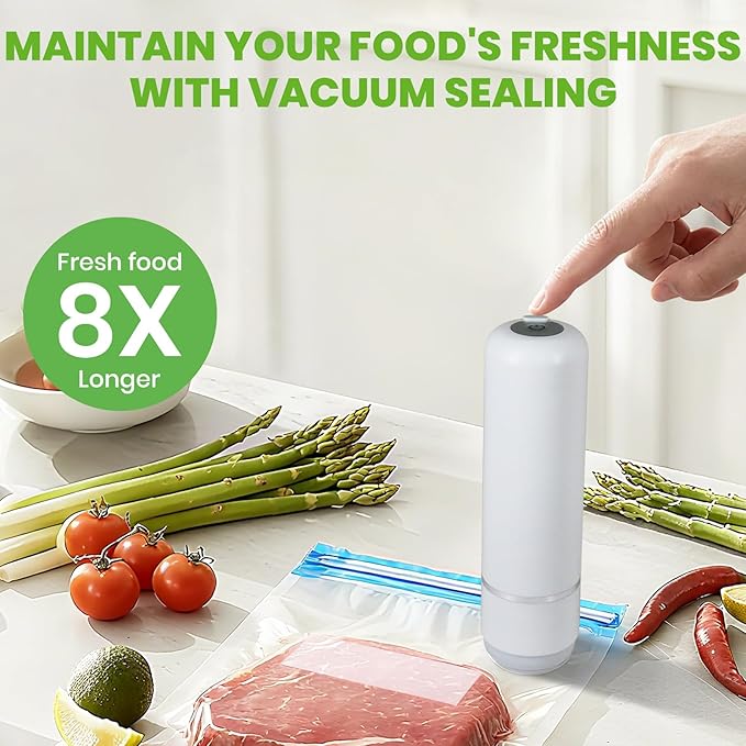 Handheld Vacuum Sealer, Premium Vacuum Sealer for Food, Compact Food Storage System, 30 Reusable Sous Vide Bags,Powerful Vacuum Food Sealer for Kitchen, Home, BBQ, Travel,Gift for Mate/Parents