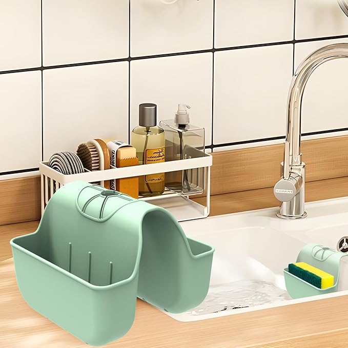 Hanging Silicone Sponge Holder for Kitchen Sink, Green