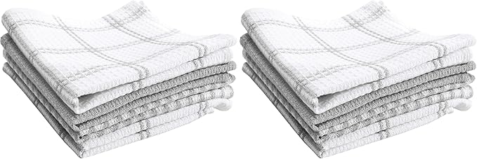 T-Fal Premium Waffle Dish Cloths: Highly Absorbent,Super Soft Long Lasting - 100% Cotton,12"x13" Flat Waffle Dish Towel for Cleaning & Drying Dishes,Grey,(Pack of 8)