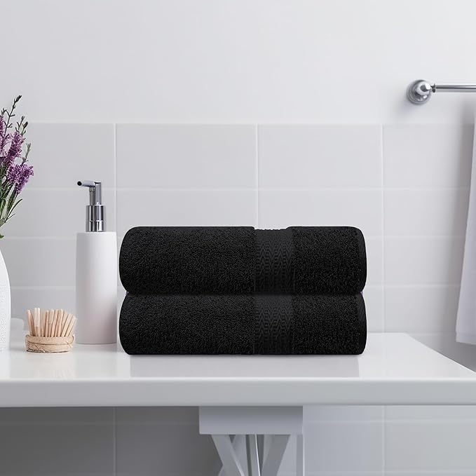 Oversized Bath Sheet 35 x 75 Pack of 2 | 450 GSM Quick Dry and Highly Absorbent | 100% Cotton Terry Towels for Bathroom - Perfect for Shower - Pool and Spa - Luxury Soft Towels - Charcoal Grey