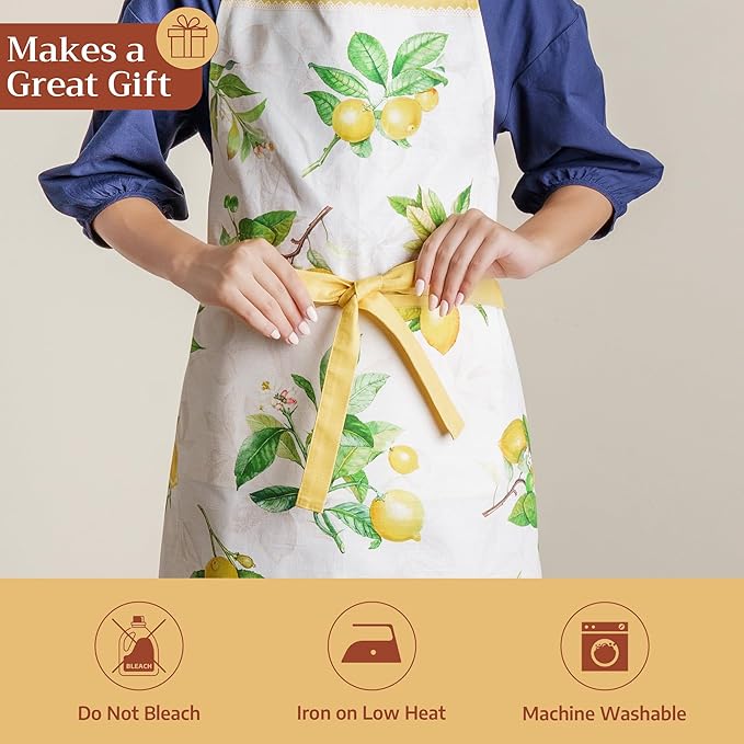 Maison d' Hermine 100% Cotton Apron for women with Pocket Kitchen Chef Apron for Men Cooking Mothers Day Gifts