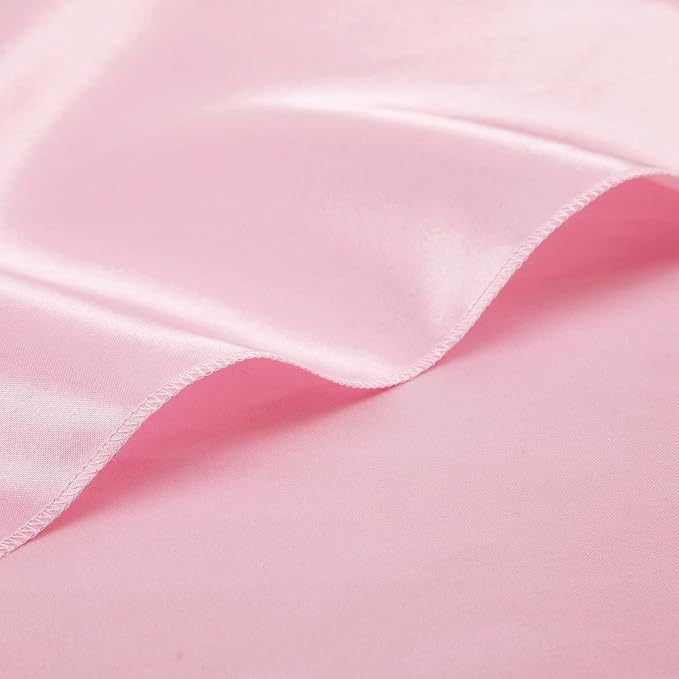 KKJIAF Light Pink Silky Satin Napkins (12 Pieces, 17x17 Inches),Washable Polyester Square Table Napkins for Wedding Dinner Party Decoration