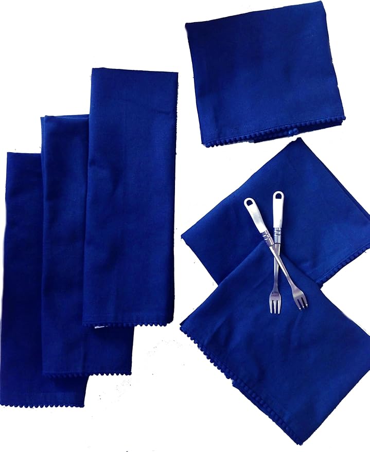 TARAN LIVING Kitchen Towels 100% Cotton Solid Kitchen Dish Cloths Hand Towel Reusuable Dish Towel for Cleaning & Drying Tea Towels Set with Hanging Loop - 18"x28" -Blue, Pack of 6