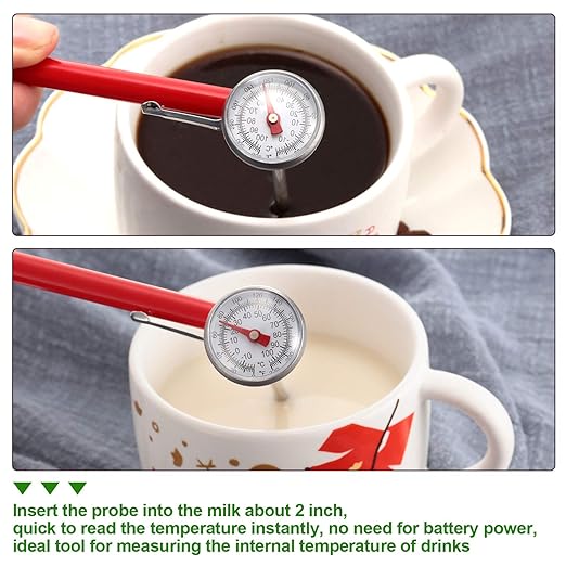 Frienda 3 Pcs Instant Read 1 Inch Dial Food Thermometer Pocket Kitchen Thermometer with 3 Pcs Calibration Sleeves for Meat Food Cooking Coffee Drinks Chocolate Milk Foam