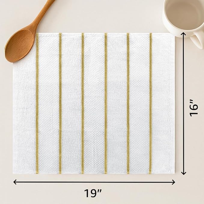 DecorRack 4 Pack Large Kitchen Towels, 16x19 inch Absorbent Dishcloths, 100% Cotton Terry Cleaning Cloth, Capuccino Set (Pack of 4)
