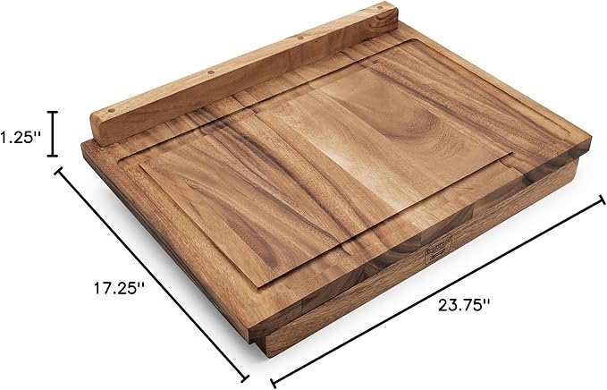 Ironwood Gourmet Double-Sided Countertop Lyon Pastry/Cutting Board With Gravy Groove, Acacia Wood 17.25 x 24 x 1.25 inches