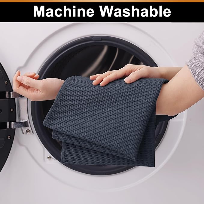 Homaxy 100% Cotton Waffle Weave Kitchen Towels - 6 Pack Soft and Absorbent Dish Towels - 16 x 26 Inches Quick Dry Hand Towels - Dark Grey