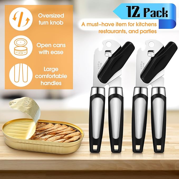Gisafai 12 Pcs Manual Can Opener with Sharp Blade Smooth Edge Multifunctional Kitchen Gadget Handheld Openers Oversized Handheld Knob Can and Bottle Animals