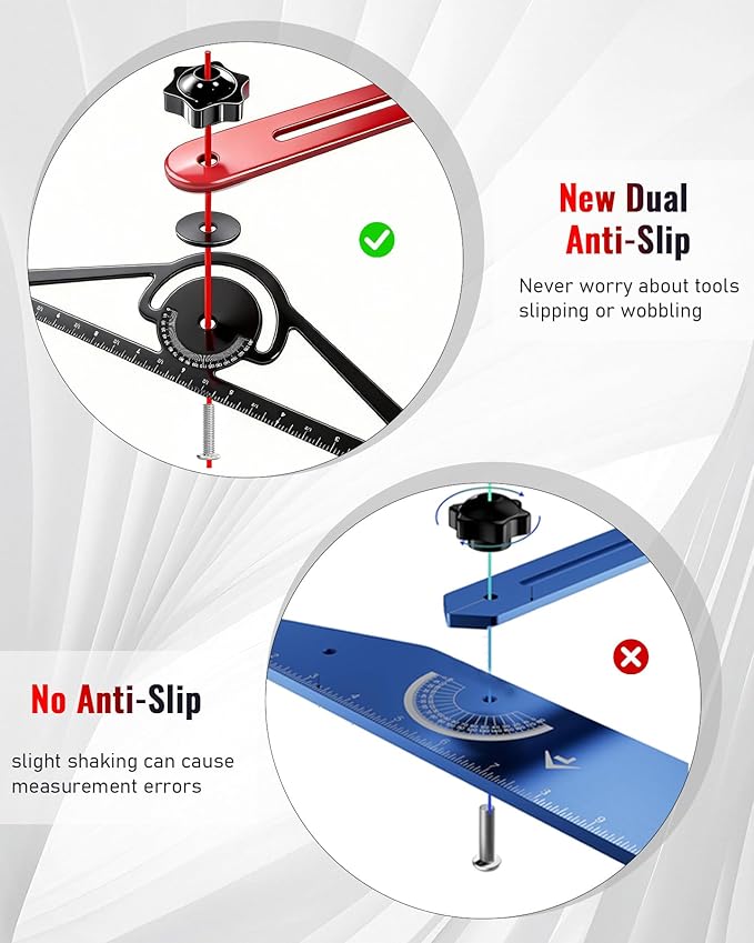 TANYO Stair Tread Template Tool, 8" to 60" Aluminum Stair Tread Jig for Accurately Measuring Angle, Length & Depth. Precision Stair Gauge Measuring Tool for Stairs, Floor, Cabinets