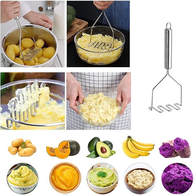 Electric Potato Peeler Automatic Potato Peeler Machine, Electric Peeler Fruits and Vegetables, Apple Peeling Machine for Kitchen [1 Adapter 2 Extra Blades] with Potato Masher (Black-M)