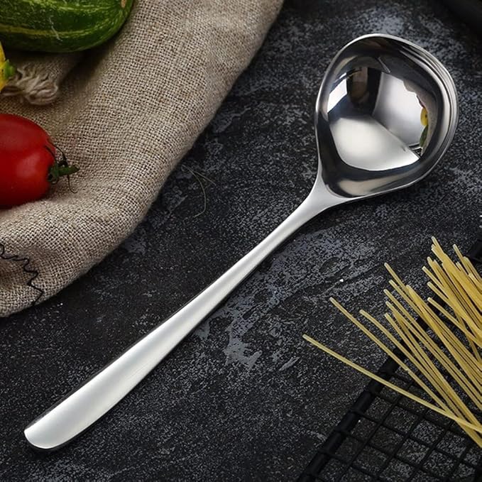 Comicfs 4 Pack Small Ladle Sauce Ladle SUS 304 Stainless Steel Small Serving Ladles Gravy Soup Spoon Ladles 8-Inch (Silver)