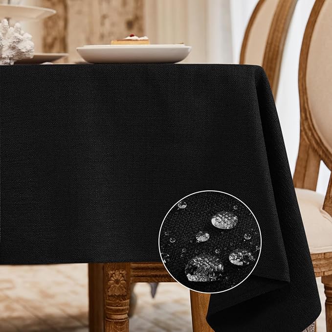 BALCONY & FALCON Rectangle Tablecloth Washable Wrinkle Resistant and Water Proof Table Cloth Decorative Linen Fabric Tablecloths for Dining Parties Kitchen Wedding and Outdoor (Graphite Black, 55x70)