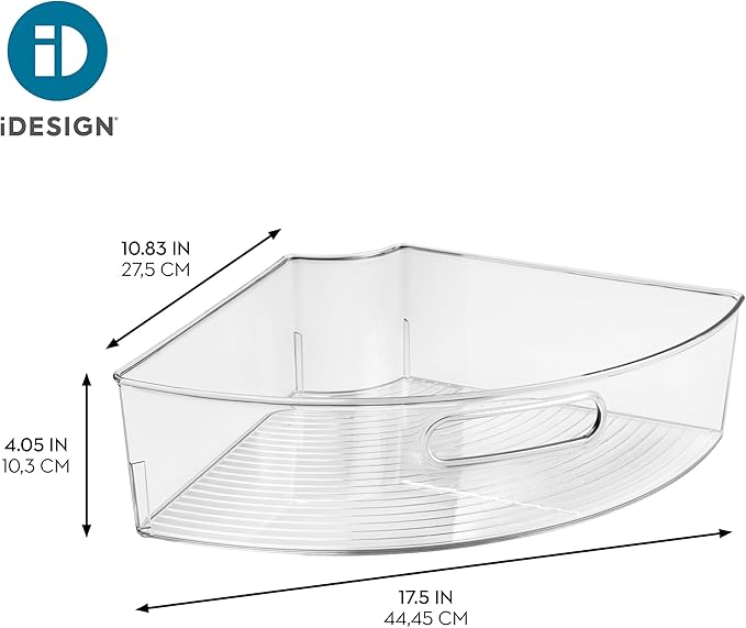 iDesign Clear Plastic 1/4 Wedge Bin for Corner Lazy Susan Cabinet, Kitchen Cabinet Organizer, 4-Pack