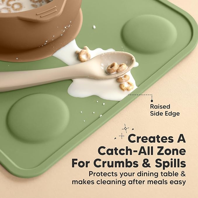 KeaBabies 2pk Silicone Placemats for Toddlers, Kids - 12x9 Non Slip Suction Baby Silicone Placemat for Restaurants, Dining Table,Travel, Easy to Clean, Food Grade/BPA-Free,Small Baby Table Mat(Desert)