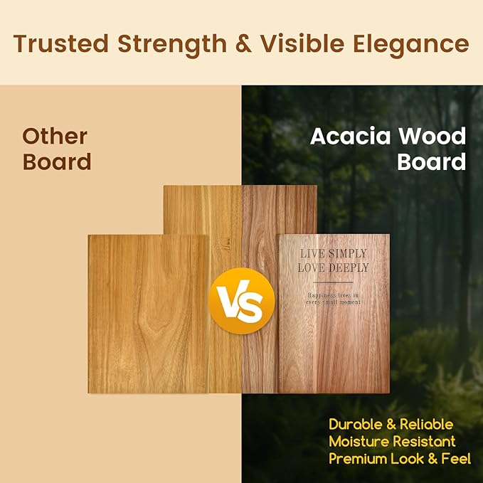 Cutting Board Set of 3, Acacia Wood Chopping Board with Stand, Charcuterie Kitchen Boards with Book‑Style Design for Cheese, Meat and Vegetables
