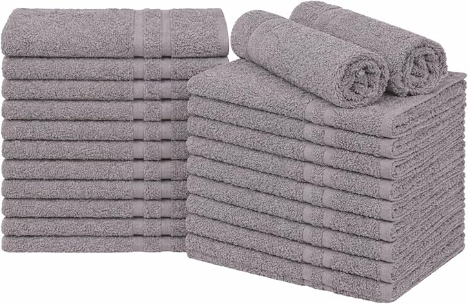 Cinara Bed & Bath Premium 100% Cotton Hand Towels – Soft, Quick Dry & Highly Absorbent – 16x27 Inches, Pack of 24 – Ideal for Bathroom, Salon, Gym, Spa & Everyday Use – Light Grey