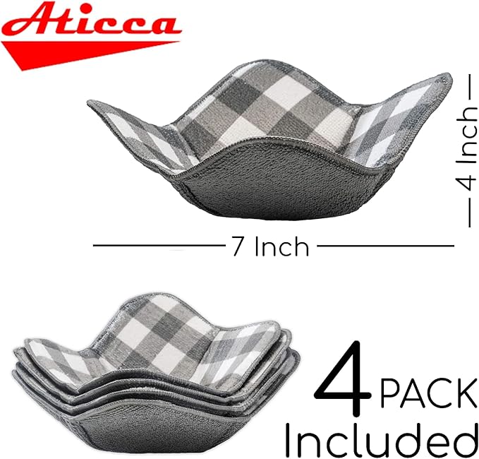 Aticca Microwave Bowl Cozy Holders for Hot Food Set of 4 Hot Pads for Bouillon Cups Multipurpose Heat Proof Plate Holder
