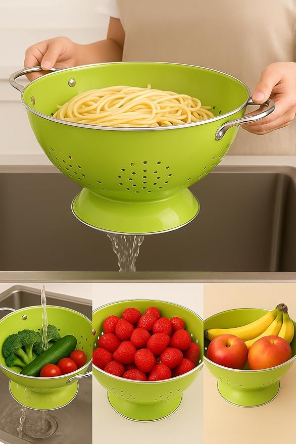 Calypso Basics by Reston Lloyd Powder Coated Enameled Colander, 5-Quart, Azure