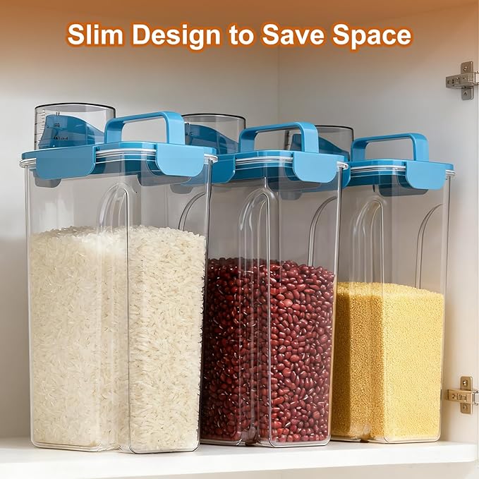 Uppetly Dog Cat Food Storage Container, 5-7Lbs Pet Food Containers, Airtight Cat Food Container with Portable Handle & Measuring Cup, Small Animal Dry Food Dispenser for Dogs, Cats and Birds