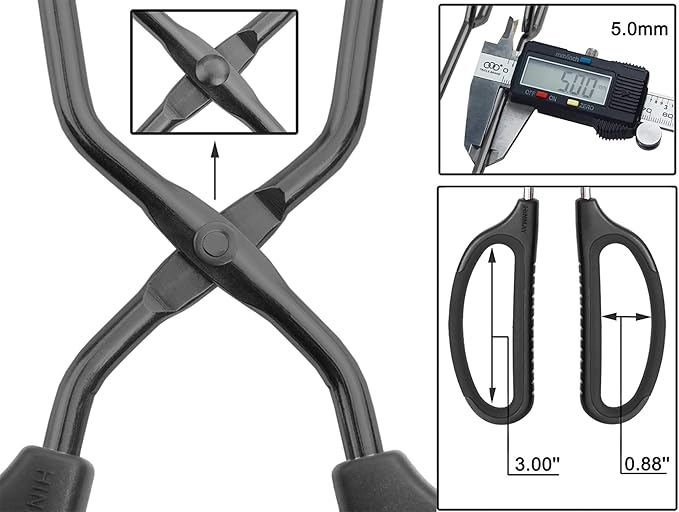 HINMAY Stainless Steel Kitchen Tongs 10" and 12" Set, Comfortable Grip Scissor Tongs for Cooking, Grilling & Serving (Black)