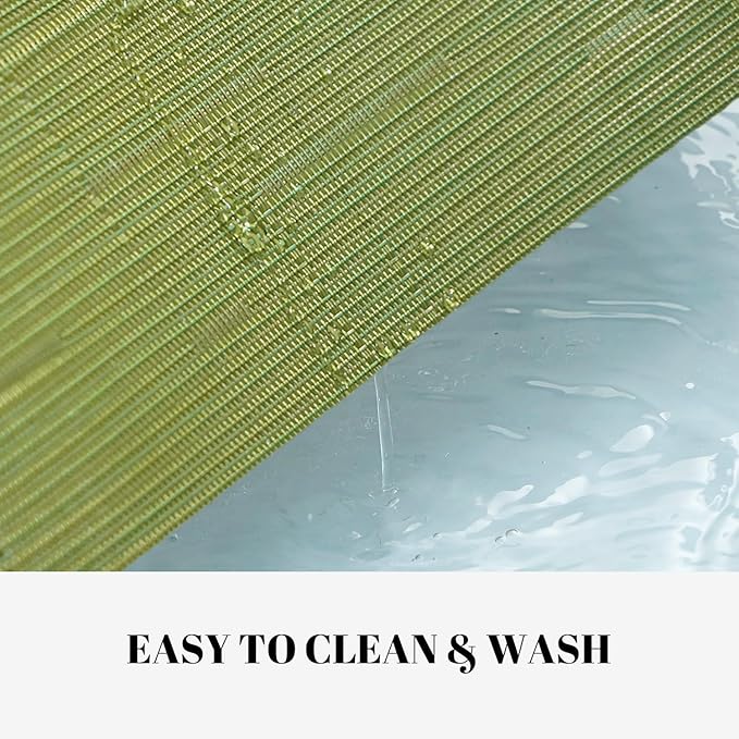 Placemats Set of 12 Vinyl/Plastic Woven Place Mats for Kitchen Table Indoor/Outdoor Washable Placemat Wipeable Dining Table Mats (Oliver Green,12)