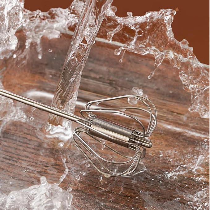 Semi-Automatic Stainless Steel Egg Whisk, Hand-Operated Rotary Whisks, Multi-functional Stainless Steel Kitchen Mixing Tool, Manual Egg Whisk, Suitable for Mixing, Whipping, and Stirring, 12"