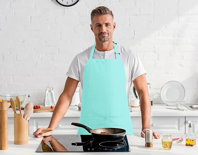 Utopia Kitchen 2 Pack Bib Apron, Adjustable with 2 Pockets, Water and Oil Resistant, Cooking Kitchen Chef Apron for Women Men