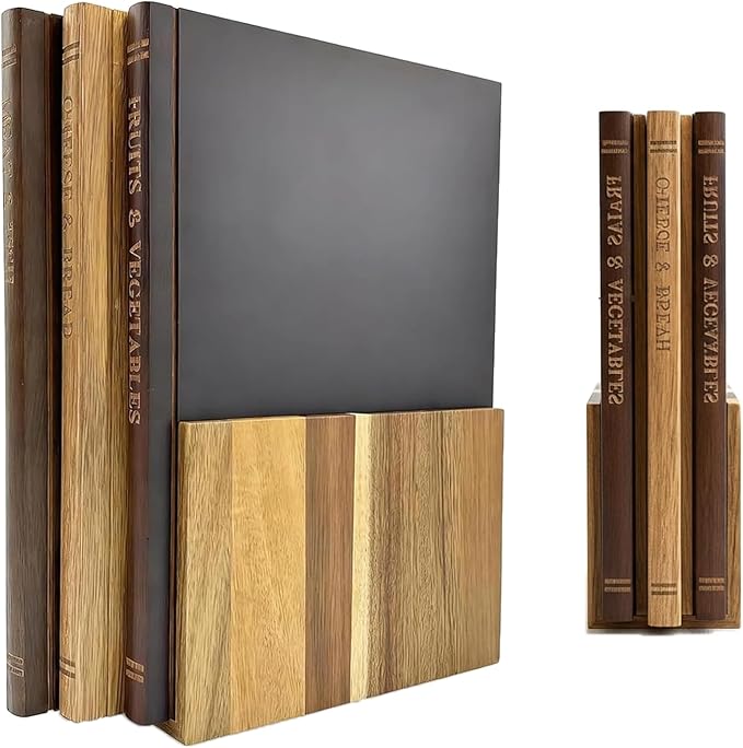 Cutting Board Book Set with Stand for Kitchen 3-Piece Acacia Wood Cutting Board Set That Looks Like Books for Vegetables, Cheese, Bread & Meat, Decorative Chopping Board Gift Set