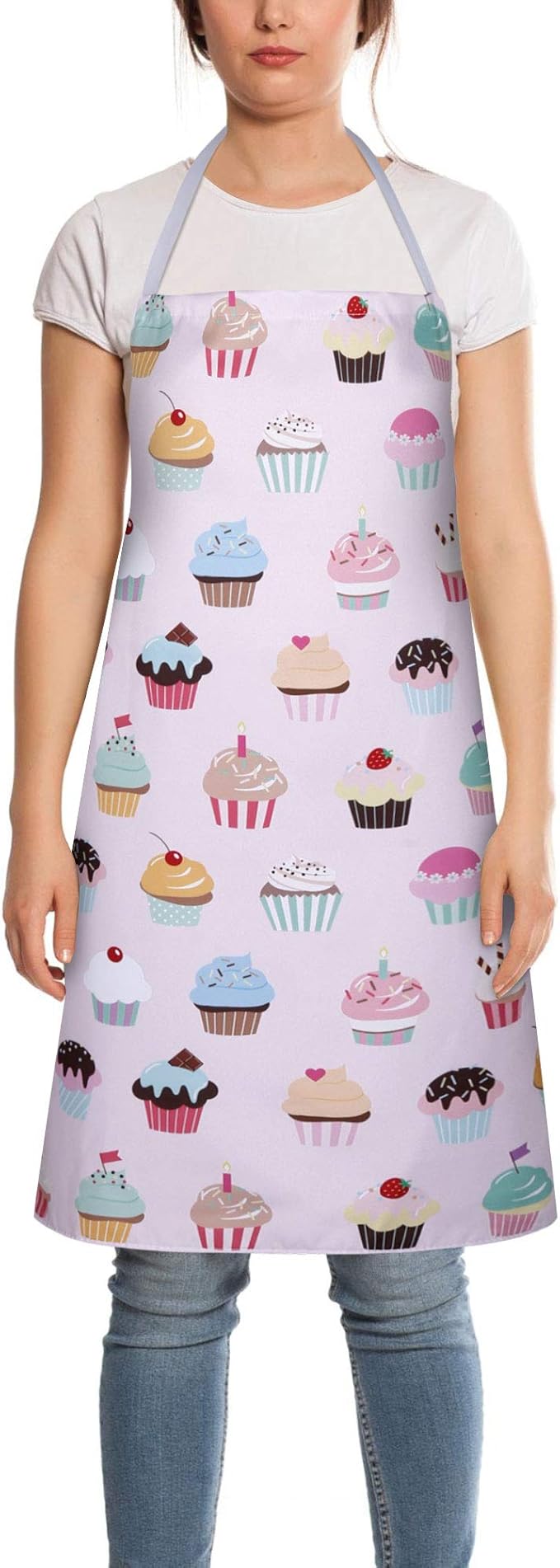RosieLily Cute Cupcake Apron - Pink Apron for Women & Teen Girls - Kitchen Apron for Cooking, Gardening, Grilling & BBQ - Gift for Baker