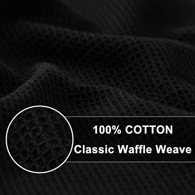 Homaxy 100% Cotton Kitchen Towels and Dishcloths Set - 8 Pack Waffle Weave Soft and Absorbent Dish Towels - 26 X 16 Inch and 12 X 12 Inch - Black