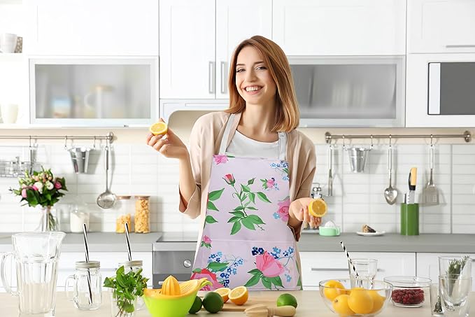 ZiQilin Adjustable Waterproof Kitchen Apron for Women with 2 Pockets Cooking Chef Apron Gardening Funny BBQ Aprons for Men