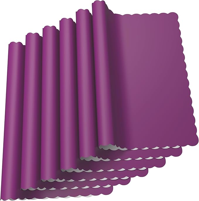 Paper Placemats - Disposable - Scalloped Edge (100, Purple)
