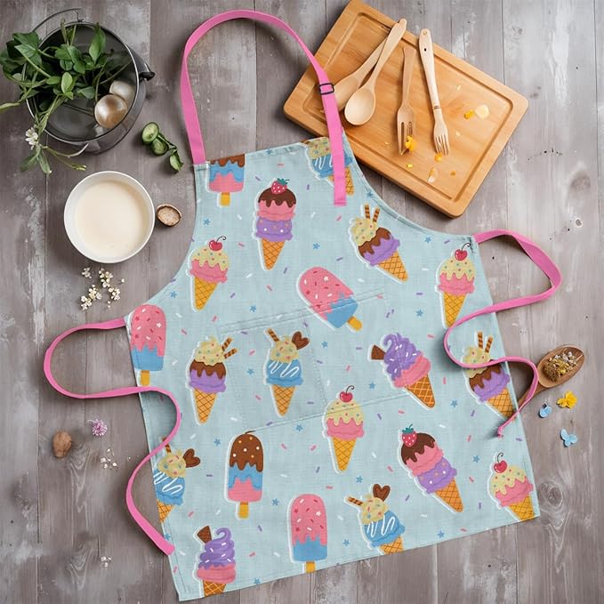 SANDJEST Kids Apron with Chefs Hat Set, Kitchen Apron Gifts