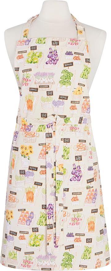 Now Designs by Danica Apron for Adults - Locally Grown Chef, W28 x L32in, 100% Cotton, Red